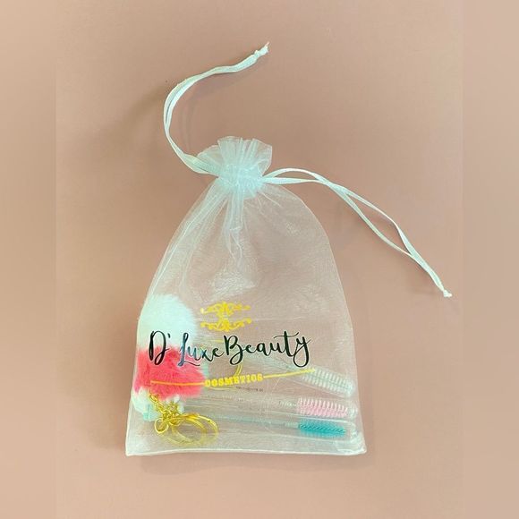 3pcs Tube Eyelash Brush/Spoolie with Furball & Gold Keychain | Mascara Wand - Picture 4 of 6